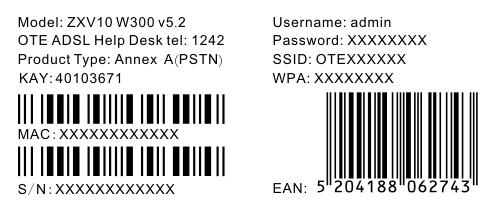 ετικέτα στο κάτω μέρος του ADSL2+ Router σας, και πατήστε ΟΚ.