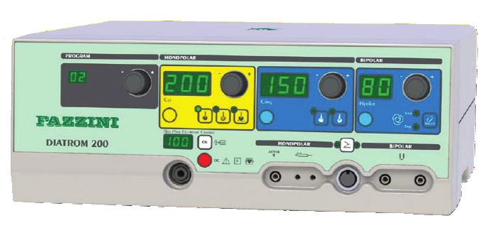 Mod de lucru: tăiere, coagulare, mixt Putere:40-50 W Frecvență: 600 khz Rezistență:400Ohm Dimensiuni:190 x239 x85 mm Greutate:2,5 kg Accesorii: set electrozi (5 cm)10 buc, electrod neutru, piesă de
