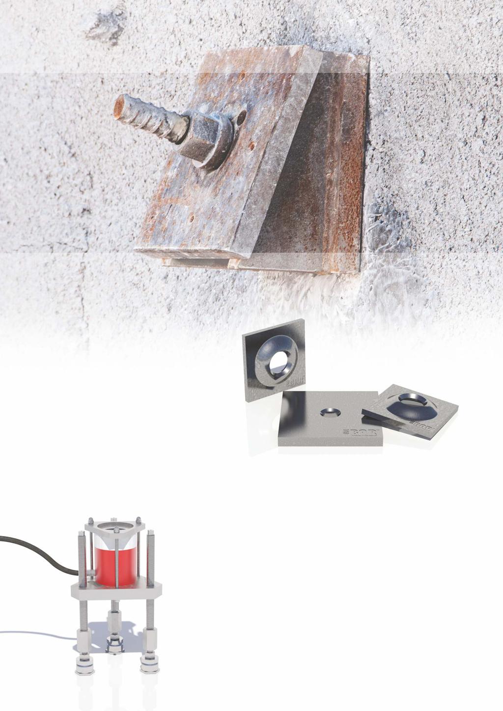Εξαρτήματα αγκυρίων ELEBAR -G ELEBAR -G accessories Πλάκες αγκύρωσης Washer plates Επίπεδες ή θολοειδής σε διάφορα τυπικά μεγέθη ή βάσει ειδικών απαιτήσεων του χρήστη.