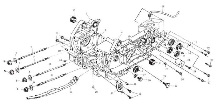 CRANKCASE 17 BR150S-412 883099126321 WASHER DRAINPLUG φ12 1 1 18 BR150S-413 883099126338 TUBE BREATHER 1 1 19 BR150S-414 883099126345 CAM CHAIN TENSIONER GUIDE 1 1 20 BR150S-415 883099126352 BOLT