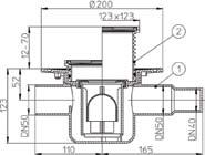 Koljeno DN 32 Ugradbeni element tuš kade HL 523-Element tuša 90x90cm ili 120x120 cm komplet s odvodom DN40/50,odvodni dio okretljiv s zatvaračem zadaha, uljevna keramička ogrlica 145x145/9mm,