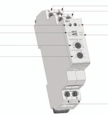 Termostatski rele TER-3 (A, B, C) Funkcija Napajanje Univerzalno napajanje Poraba Toleranca napajalne napetosti Merjeni tokokrog Merilni priključki Temperaturna območja Histereza enzor Indikacija