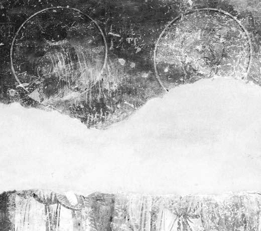 126 Сл. 1. Кучевиште, св. Јевстратије и св. Авксентије (око 1330) Допуна прецизнијем ишчитавању програма кучевишке цркве односи се на појас са светитељима у другој зони наоса, на северној страни.