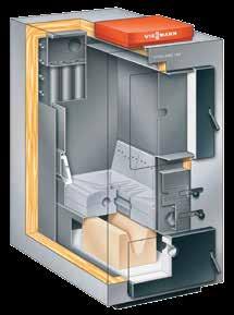 Suprafetele de transfer termic largi, in combinatie cu ventilatorul de admisie mentine o temperatura foarte scazuta a gazelor evacuate si contribuie la o buna exploatare a combustibililor.