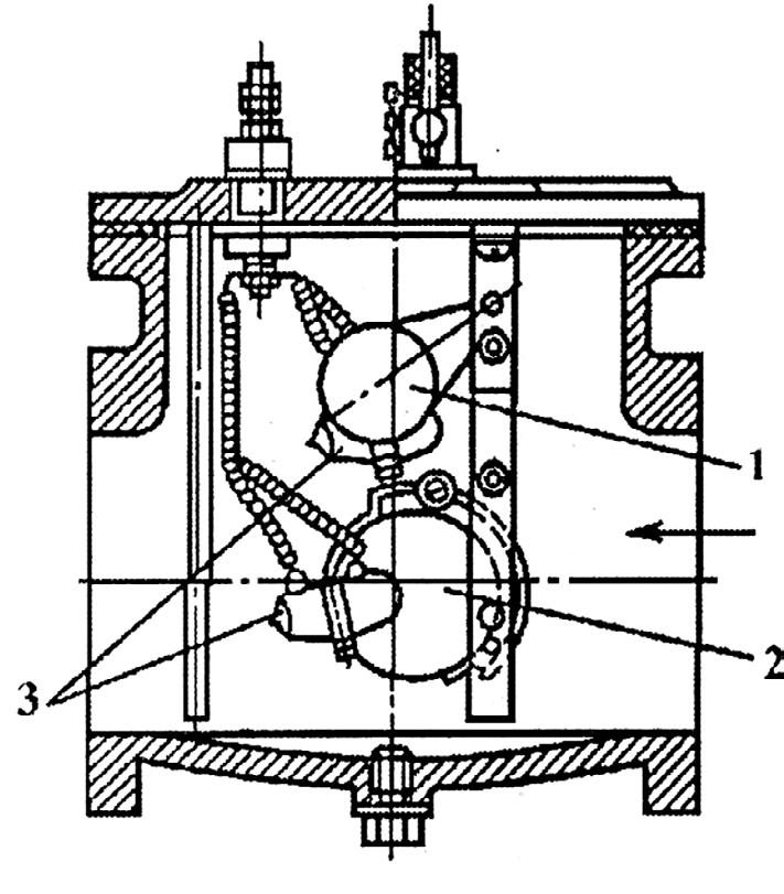 3.18. att. Plēves aizsardzība: 1 gaisa žāvētājs; 2 eļļas līmeņa rādītājs; 3 elastīga tilpne; 4 īscaurule; 5 montāžas lūka; 6 paplašinātājs; 7 pludiņrelejs; 8 gāzes relejs.