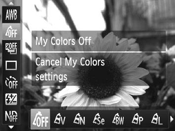 Farba a sériové snímanie Vo fotoaparáte sa úrovne korekcie vyváženia bielej farby zachovajú, aj keď v kroku č. 1 prepnete na inú možnosť vyváženia bielej farby.