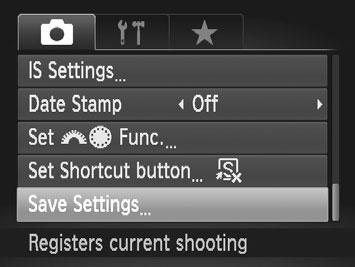 Prispôsobenie štýlov snímania Fotografie Uloženie nastavení snímania Uložte bežne používané režimy snímania a nakonfigurované nastavenia funkcií na opätovné použitie.