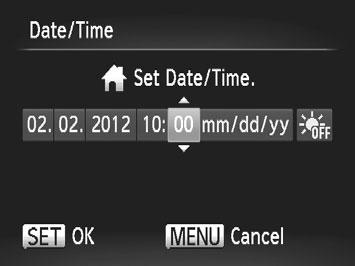 Úprava základných funkcií fotoaparátu Dátum a čas Dátum a čas upravte podľa nasledujúcich pokynov. Prejdite na obrazovku [Date/Time/ Dátum a čas].