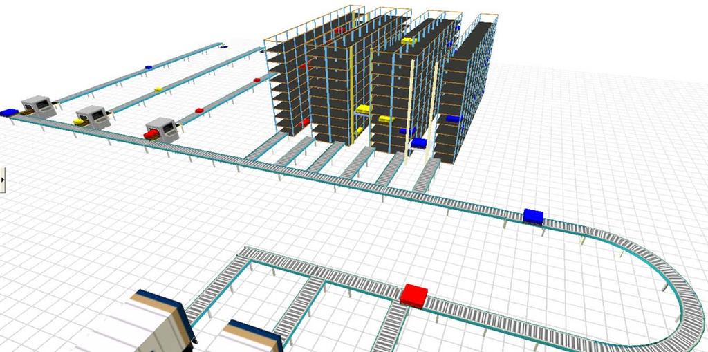 Sl. 15 Aksonometrijski pogled modela visokoregalnog skladišta prijemna zona prijemni