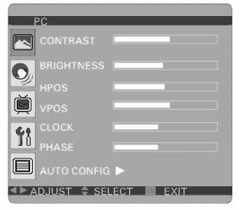 HPOS/VPOS Spauskite mygtukus VOL+/-, kad gal tum te reguliuoti vaizdo horizontalią (HPOS) ir vertikalią (VPOS) pozicijas.