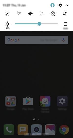 To open the quick access icons list, drag the notifications