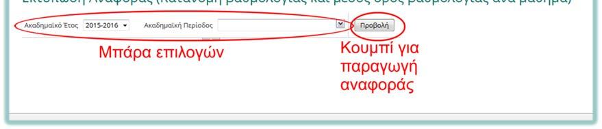 Μετά την εισαγωγή των παραμέτρων και την παραγωγή της αναφοράς, υπάρχει η δυνατότητα ανάγνωσής της στην οθόνη ή αποθήκευσής της σε