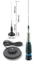 38 ANTENE CB/VHF-UHF Antene CB autoturism/camion Midland ML 145 Poate fi montată atât cu prindere fixă (cu cablu T301) sau cu baza magnetică 120/ PL sau