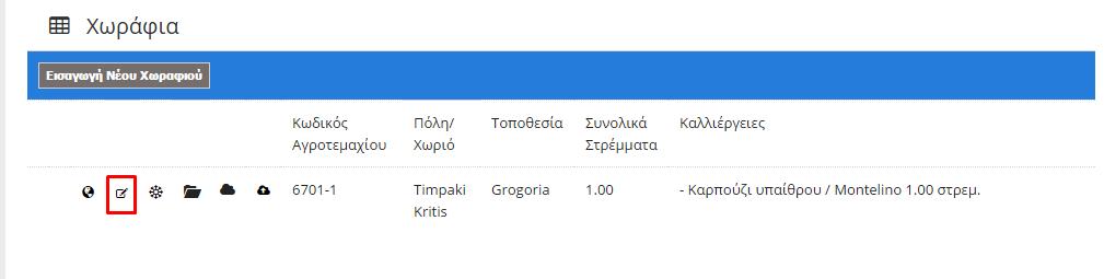 14.2 ΕΝΗΜΕΡΩΣΗ ΣΤΟΙΧΕΙΩΝ ΑΓΡΟΤΕΜΑΧΙΟΥ Πατώντας στην επιλογή «Ενημέρωση