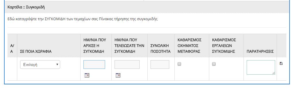 15.5 ΗΜΕΡΟΛΟΓΙΟ ΑΓΡΟΥ ΣΥΓΚΟΜΙΔΗ Η κατηγορία «Συγκομιδή» αποτελεί την έκτη ομάδα εργασιών.