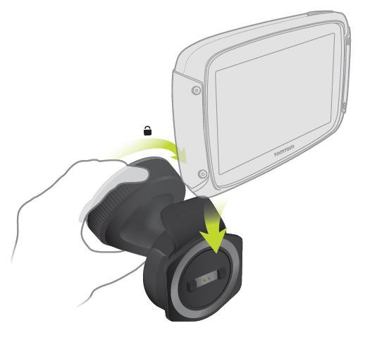 Εγκατάσταση στο αυτοκίνητο Αν στη συσκευασία περιλαμβάνεται βάση αυτοκινήτου, χρησιμοποιήστε τη βάση που παρέχεται για να εγκαταστήσετε τη συσκευή TomTom Rider στο όχημά σας.