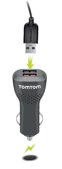 Σημείωση: Με το διπλό φορτιστή υψηλής ταχύτητας, μπορείτε να φορτίζετε ταυτόχρονα τη συσκευή TomTom Rider και το smartphone.