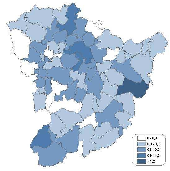 13 Mapa 2.8. Número medio de fillos por muller, 2006. Fonte: IGE. Mapa 2. 9. Crecemento vexetativo, 2006. Fonte: IGE. Mapa 2.6. Taxa de natalidade, 2006. Fonte: IGE. Mapa 2.7.