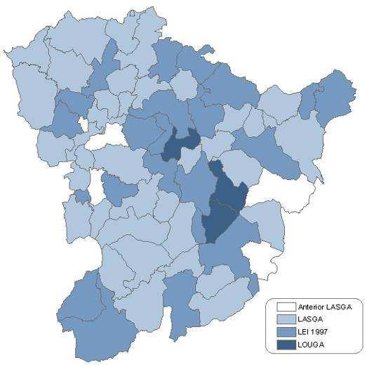 Na táboa seguinte e no gráfico da situación do planeamento obsérvase que 6 municipios contan con Proxectos de Ordenación do Medio Rural (P.O.M.R.), 8 con Delimitación de Solo Ur
