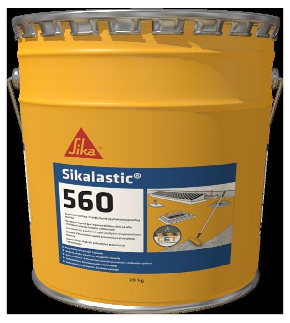 Sikalastic -560 Sikalastic -560 Ενός συστατικού, επαλειφόμενη, ελαστική μεμβράνη υγρομόνωσης δωμάτων τεχνολογίας CO-Elastic (CET) 20 kg Λευκό (Γκρι, Κεραμιδί, Κόκκινο κατόπιν παραγγελίας) 12 μήνες