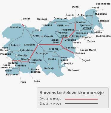 1 SLOVENSKO ŽELEZNIŠKO OMREŽJE 1.1 Vrste železniških prog Glede na obseg prometa, gospodarski pomen in povezovalno vlogo železniškega prometa v prostoru proge delimo na glavne in regionalne.