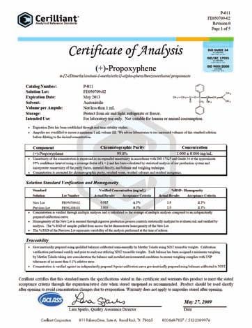 proof Cerilliant supports each product produced with a comprehensive Certificate of Analysis (COA).