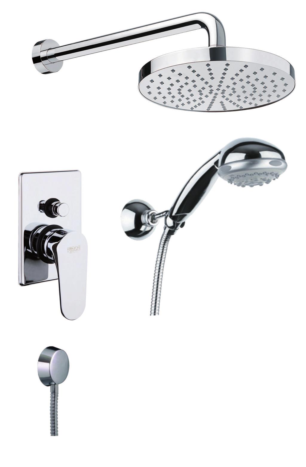 75 CR 6519 Miscelatore doccia incasso con deviatore, braccio doccia e soffione, presa d acqua e duplex, doccia idromassaggio Built-in shower mixer with diverter, shower arm and head, intake of water,