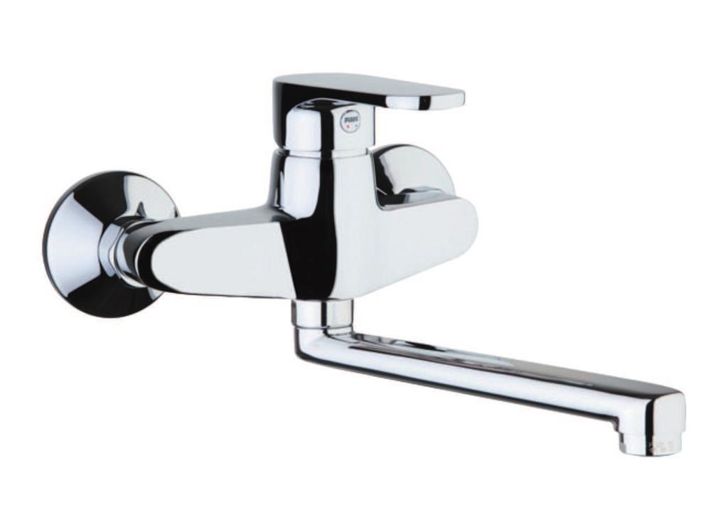 art. 75 CR 4318 Miscelatore lavello, leva laterale, canna gonfiata cm 20, flex cm 35 One hole basin mixer, side lever, 20 cm