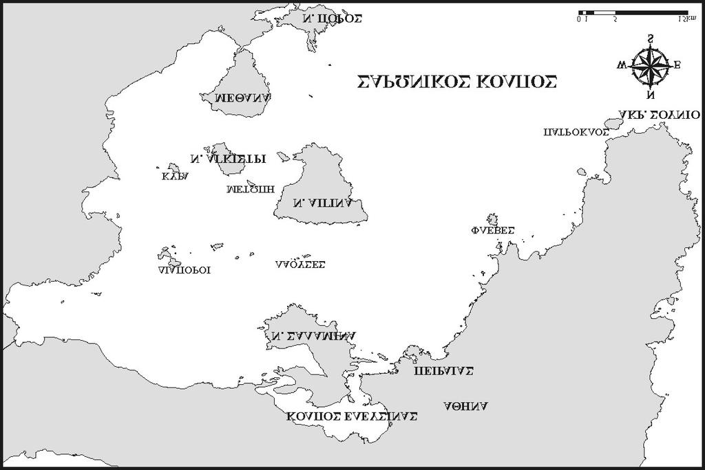 5: Paleo-geographical map of the greater area of Elefsina Bay and Salamina island 7000