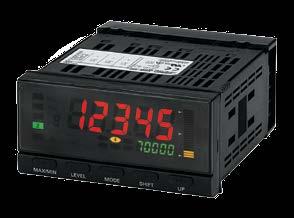 96 mm x 48 mm x 80 mm (Šx VxG) Dobro viden LCD prikazovalnik 14,2 mm veliki znaki 5 mest za prikaz (-19999 do 99999), K3MA-L: 4 mestni prikazovalnik Sprednja stranica z IP66 zaščito K3HB-X, -H, -V,