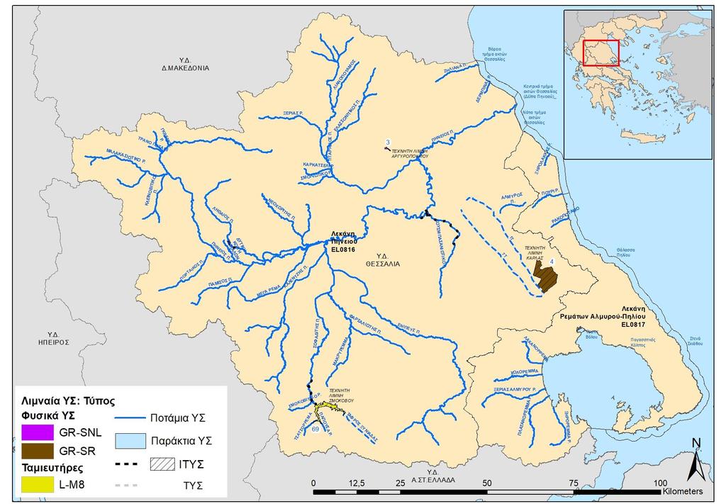 Χάρτης 10: Τυπολογία ποτάμιων ΙΤΥΣ λιμναίου χαρακτήρα και λιμναίων ΥΣ ΥΔ