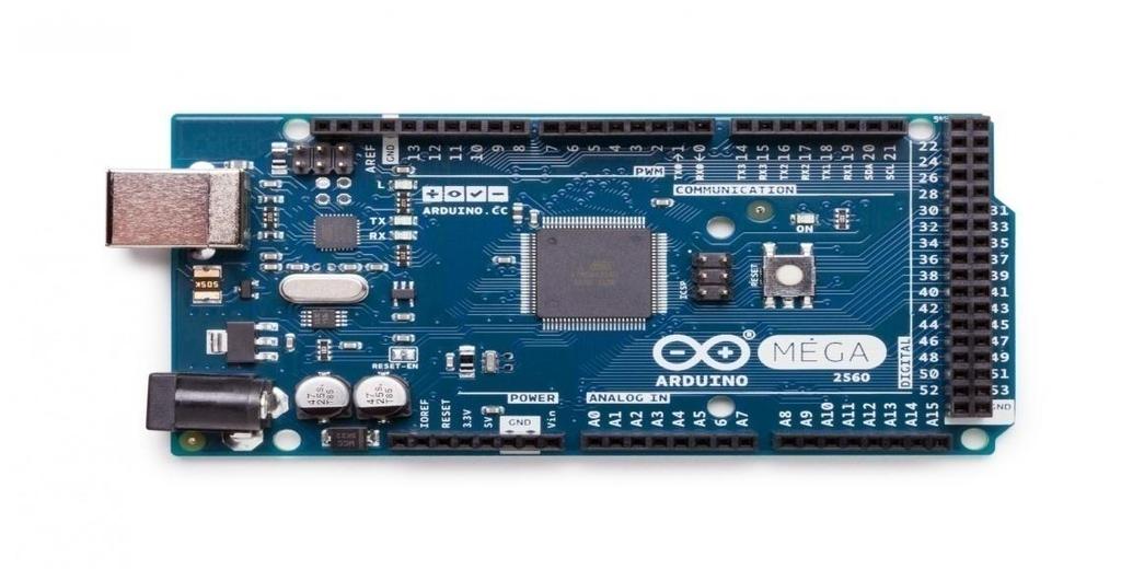 5.4. Arduino MEGA 2560 REV3 Εικόνα 24 Κάτοψη πλακέτας Arduino Mega Για τις ανάγκες της εργασίας του κεντρικού συστήματος χρησιμοποιήθηκε το Arduino mega 2560 διότι το Arduino UNO δεν ήταν επαρκή σε