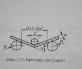 Mjera, dubina utiskivanja Ispitivanje savijanjem Opterećenje se postupno povećava dok se s vanjske strane