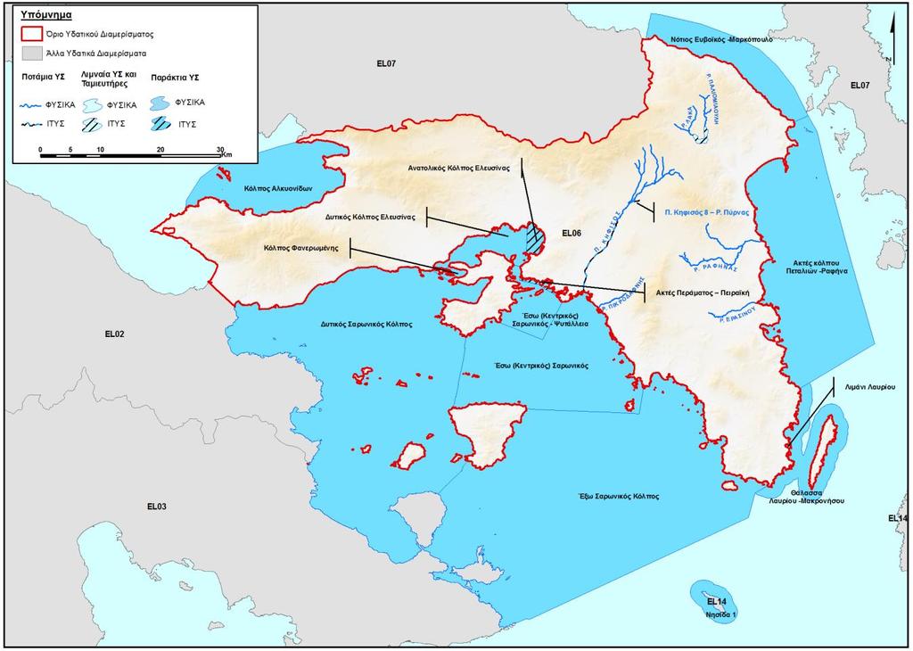 Κωδικός ΙΤΥΣ Ονομασία Τύπος Έκταση (Κm 2 ) Καθορισμένη Χρήση EL0626C0004Η ΛΙΜΑΝΙ ΛΑΥΡΙΟΥ ΙΙΙ3 0,4 Ναυσιπλοϊα EL0626C0008Η ΑΚΤΕΣ ΠΕΡΑΜΑΤΟΣ ΠΕΙΡΑΪΚΗ ΙΙΙ3 5,7 Ναυσιπλοϊα Λιμένας Πειραιά Χάρτης 7: