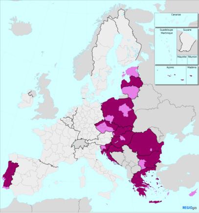 και τις χώρες συνοχής Δυνητικά επιλέξιμες περιφέρειες Περιφερειακή στήριξη Στήριξη από το Ταμείο Συνοχής Άλλες περιφέρειες Σενάριο 3: Στήριξη μόνο για τις χώρες συνοχής Δυνητικά επιλέξιμες