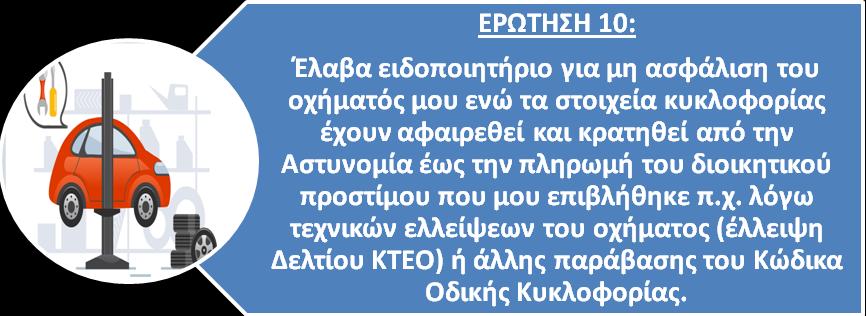 Η περίπτωση αυτή δεν συνιστά λόγο θέσης του οχήματος σε αναγκαστική ακινησία, καθώς η υποχρέωση ασφάλισης υφίσταται διαρκώς από τη χορήγηση της αδείας και των πινακίδων κυκλοφορίας, χωρίς να