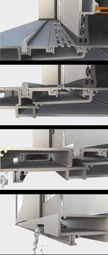 24/48 mm 168,5 mm 84/95,5 mm 70 mm 47/106 mm Έως 400 Κg Έως 50 mm Πολυαµίδια, PVC Technical characteristics Visible aluminium face width Frame height Frame width Sash height Sash