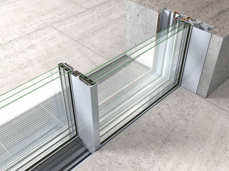 lighting. / Only 25 mm visible aluminium face width at the interlocking profile.