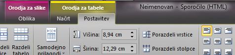 Pri gumbu»tabela«kliknemo na puščico.