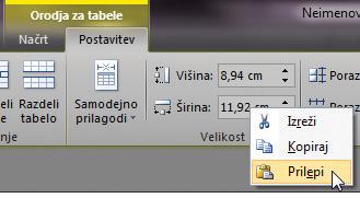 Sedaj kliknemo v prvi stolpec in v