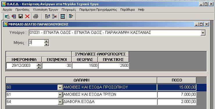 Στη συνέχεια καταχωρείται Μηναίο