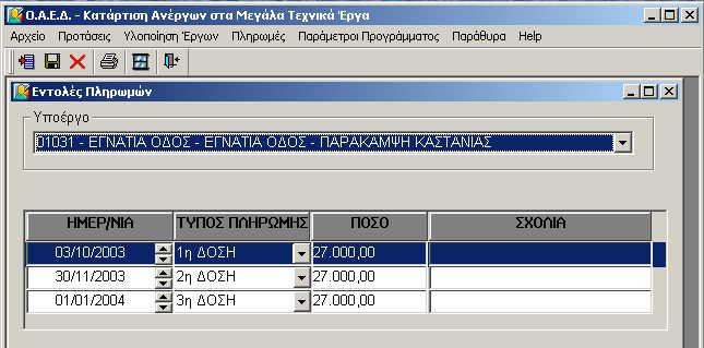 Ο Ο.Α.Ε.Δ. είναι τώρα υπόχρεος 3 ης δόσης καθώς - Έχει δοθεί 1 η - Έχει δοθεί 2 η δόση - Οι Εκτελεσθείσες Ανθρωποώρες είναι 8.000 > 70% Συνολικών Ωρών. (10.000) - Οι Δηλωθείσες Δαπάνες είναι 40.