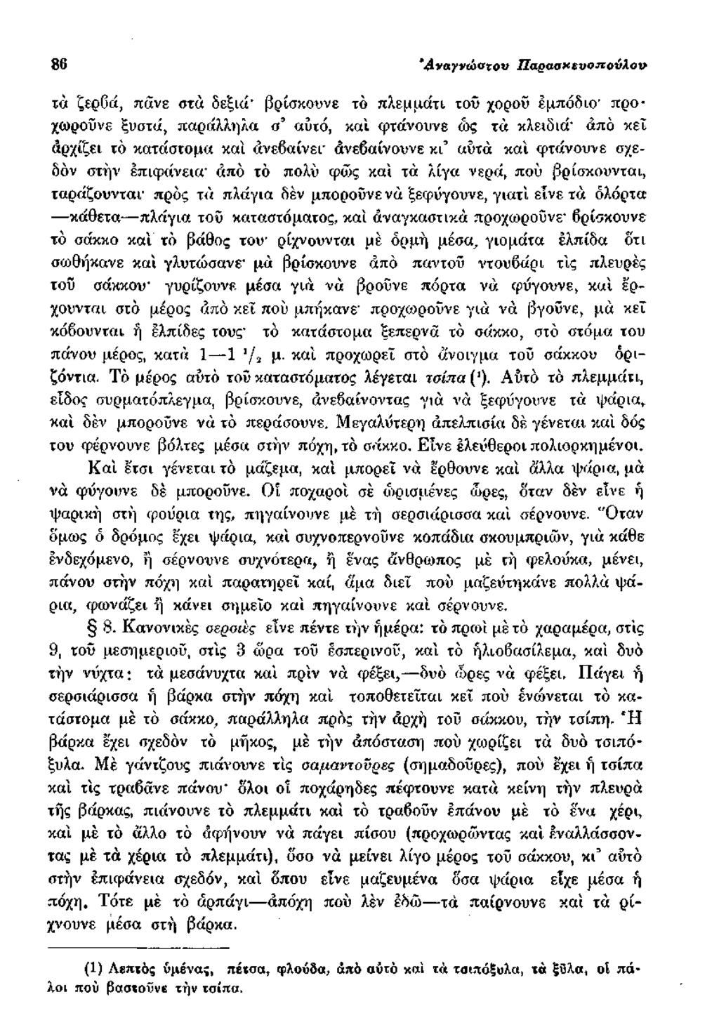 86 Ά ναγνώ οχον Π αρασχΐνοπούλον τά ζερβά, πάνε στά δεξιά βρίσκουνε τό πλεμμάτι τοΰ χορού εμπόδιο' προχωρούνε ξυσιά, παράλληλα σ «υιό, καί φτάνουνε ως τα κλειδιά από κεΐ αρχίζει τό κατάστομα και