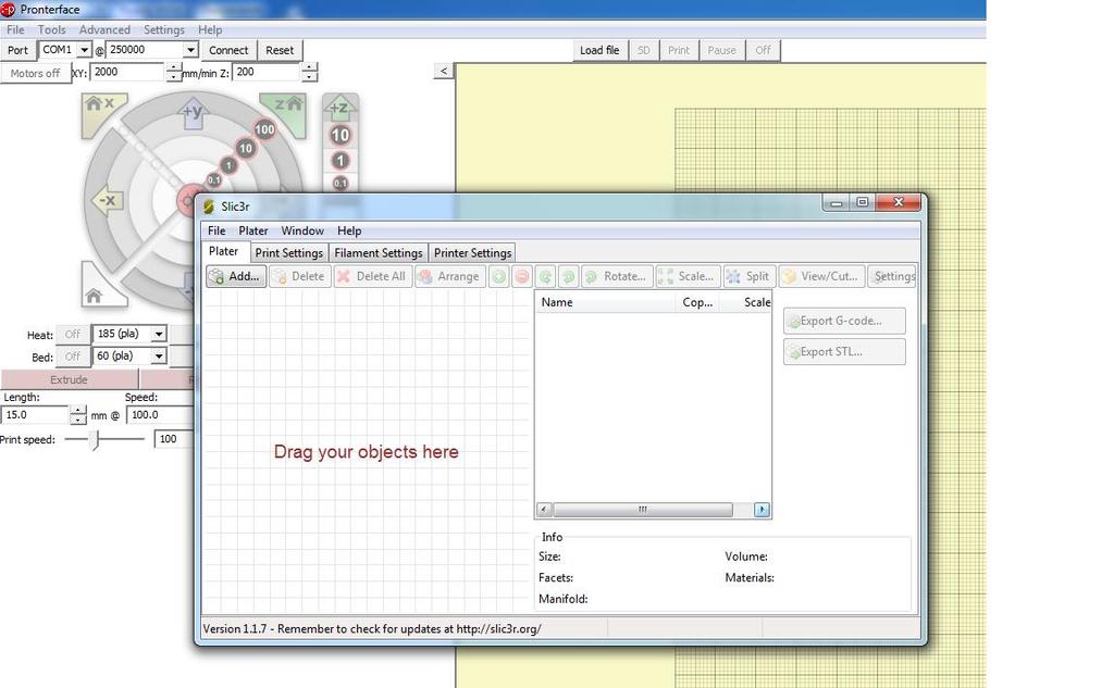 Πατώντας το Settings και πηγαίνοντας στο Slicing settings θα γίνει εκτέλεση του Slic3r. Όπως αναφέραμε και στο ΚΕΦ. 5.