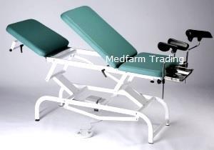 cu motor electric, cu actionare de la pedala de control Sectiunea cap ajustabila, cu pompa pneumatica, de la + 60 pana la - 10 Structura din otel vopsit electrostatic Tapiteria din piele