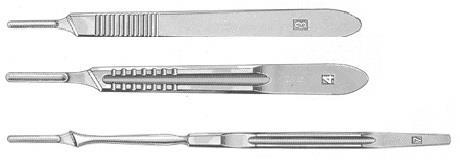 INSTRUMENTE MEDICALE Manere bisturiu Cod 7-103; 7-104; 7-107 Lame bisturiu-fazzini/italia Bisturiu monobloc Cod 7-150 Marimi : 3, 4, 7 Medfarm Trading Pensa anatomica Material: otel carbon Numerele:.