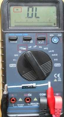 Se fixează comutatorul multimetrului pe poziția diodă; Se activează butonul de selecție buzer / diodă până apare afișat pe display simbolul diodei; Se conectează tastele multimetrului la bornele