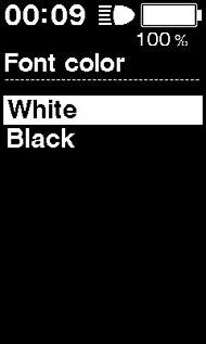 Font color (Χρώμα γραμματοσειράς) <SC-E6010> Το χρώμα της γραμματοσειράς μπορεί να αλλάξει. 1. Πατήστε -Υ ή -Z για να μετακινήσετε τον δρομέα στο στοιχείο που θέλετε να διαμορφώσετε.
