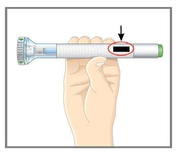 1γ Ημερομηνία λήξης Εξετάστε οπτικά την προγεμισμένη πένα. Ελέγξτε την ετικέτα. Βεβαιωθείτε ότι το όνομα εμφανίζεται στην ετικέτα. Το φάρμακο στο εσωτερικό της πένας θα πρέπει να είναι διαυγές.