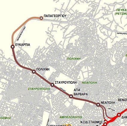 Εικόνα 2.3 Επέκταση Μετρό Θεσσαλονίκης προς Σταυρούπολη Ευκαρπία (Πηγή: http://www.ametr.gr ) Επέκταση προς Αμπελόκηπους - Εύοσμο (4,4 χλμ.